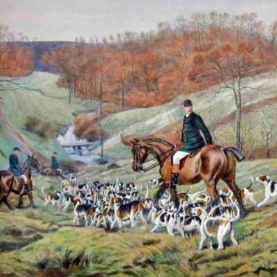 The next best thing to going hunting 
. Hunting with hounds