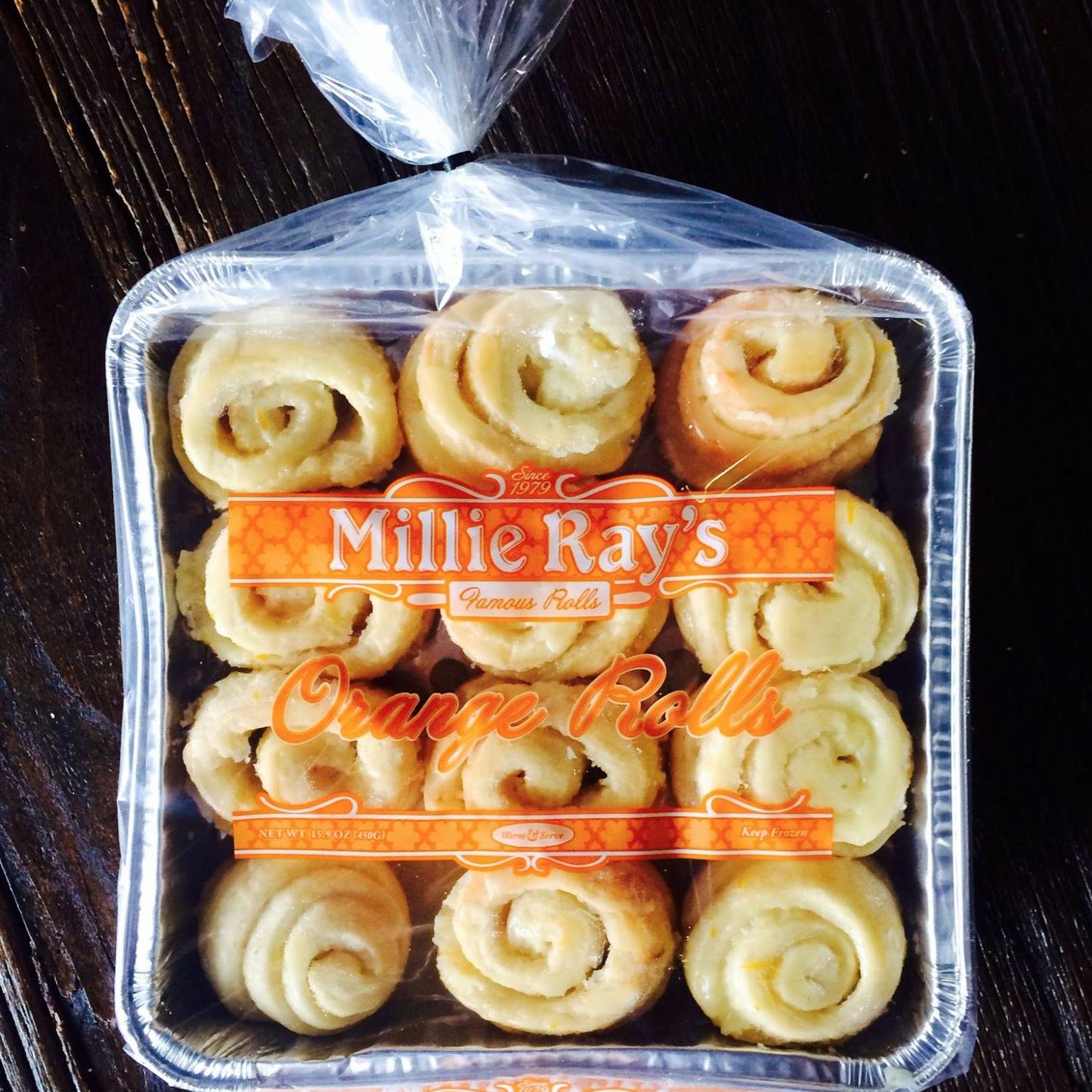 Millie Ray's famous Cinnamon, Orange and Yeast Rolls are available in specialty food stores across the Southeast.