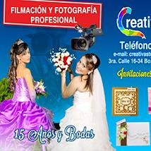 En Creativa Studio nos dedicamos a la filmación y fotografía profesional para eventos especiales, como bodas, 15 años, he invitaciones personalizadas.