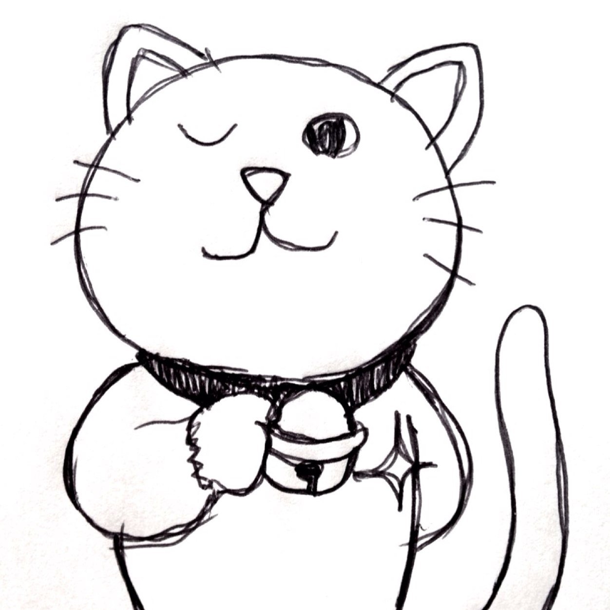 アイコンは手描きです。 首輪の鈴を自慢する猫です。