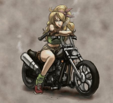 I'm a blue haired cutie but at times im a crazy blond with a fetish for violence. Don't mess with me or I might just rob your ass and end you... 
(Dragonball Z)