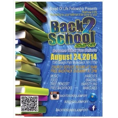 B2SchoolJumpOff's profile picture. B.O.L Back to School JumpOff is a charity event that helps kids kick off a successful school year. FREE backpacks w| School Supplies. Aug. 24, 2014 at 2pm!