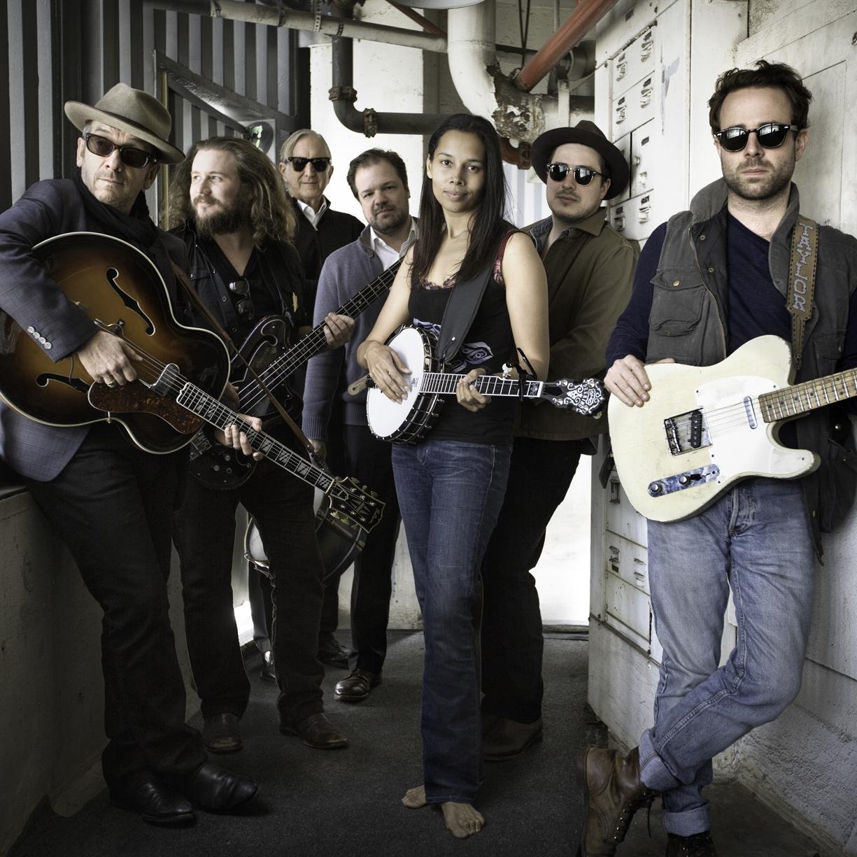 @ElvisCostello, Rhiannon Giddens (@_CCDs), Taylor Goldsmith (@Dawestheband), @JimJames (@MyMorningJacket), Marcus Mumford (@MumfordandSons), and T Bone Burnett