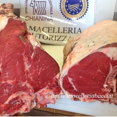 Antica Macelleria Bacci Renzo & F.lli dal 1890 CHIANINA IGP VITELLONE BIANCO Steak, Hamburger, Beef, 24/48 h delivery throughout Italy, for Europe to Florence.