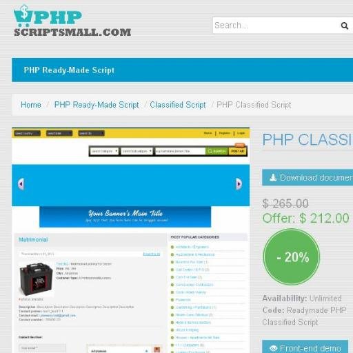 Classified Script is developed in PHP and supported by a MySQL database with all the ingrained options.