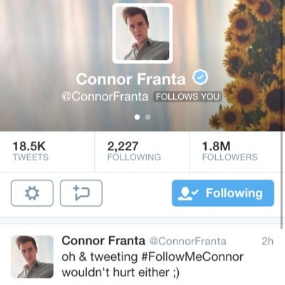follow @RickyPeeDillon and rt this: https://t.co/19zSRb7ubQ and he'll dm you to @ConnorFranta! =)