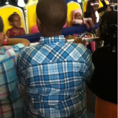 Having fun at family fun center
