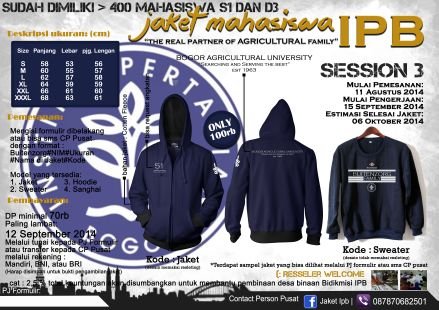 Official account Jaket Mahasiswa IPB | CP : 087872067156 (Fiki) | Feel free to ask and order! :)