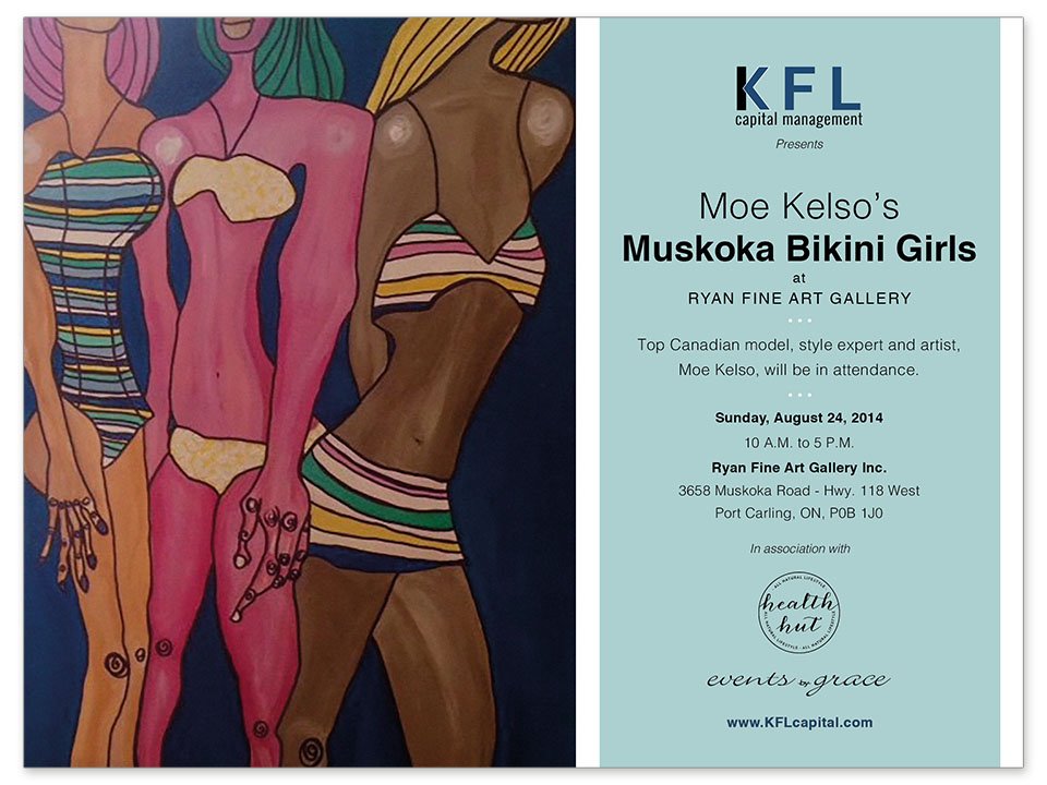 Biknigirls's profile picture. @moekelso paints models, celebs and real people in expressionist form. Muskoka Bikini Girls Art Show depicts the style and attitude of Canadian cottage life.