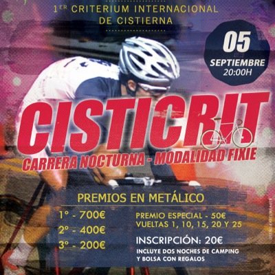 Criterium fixie Cistierna. 
Viernes 5 Septiembre 2014 20:00h. http://t.co/2wbzQ3zmZn