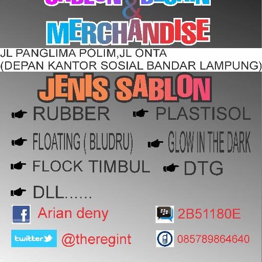 menerima pemesanan kaos,jaket,sweter ,merchadise dll...
kualitas high cotton combet dan sablon tahan lama