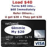 Get Paid $20 For Each Referral And get a $20 Bonus Once you sign up For a Netspend Prepaid Master Card Eazy Free Money Questions Contact 423 313-0679