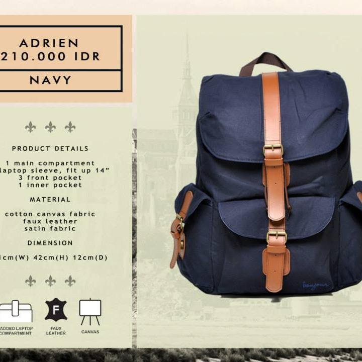 Tas Bonjour model vintage,keren,dgn laptop sleeve 14 inch pada semua type tas bonjour. sms ke: 083181951158.