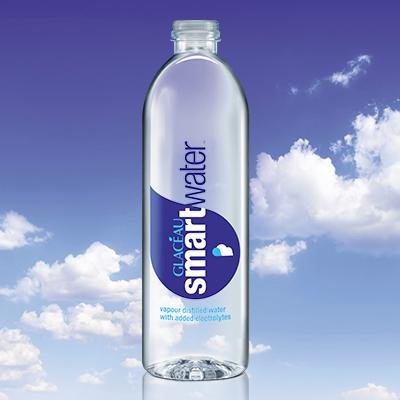 glacéau smartwater. inspired by clouds. vapour distilled from spring water with added electrolytes.