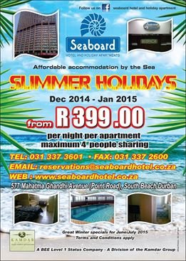 Seaboardhotel1's profile picture. Located just 150m from Durban's sandy beaches..We offer Self-catered, Affordable, Secure, Comfortable accommodation by the Sea. Tel: 031-337 3601