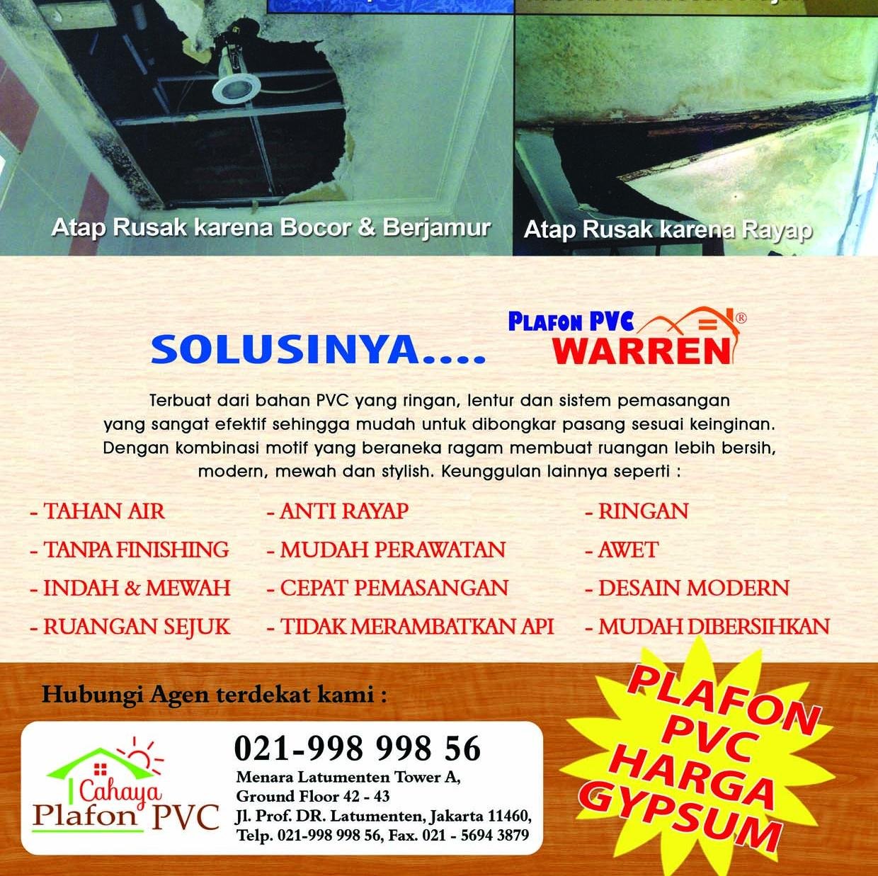 Cahaya plafon PVC HARGA GYPSUM .... Telp : 021-99899856