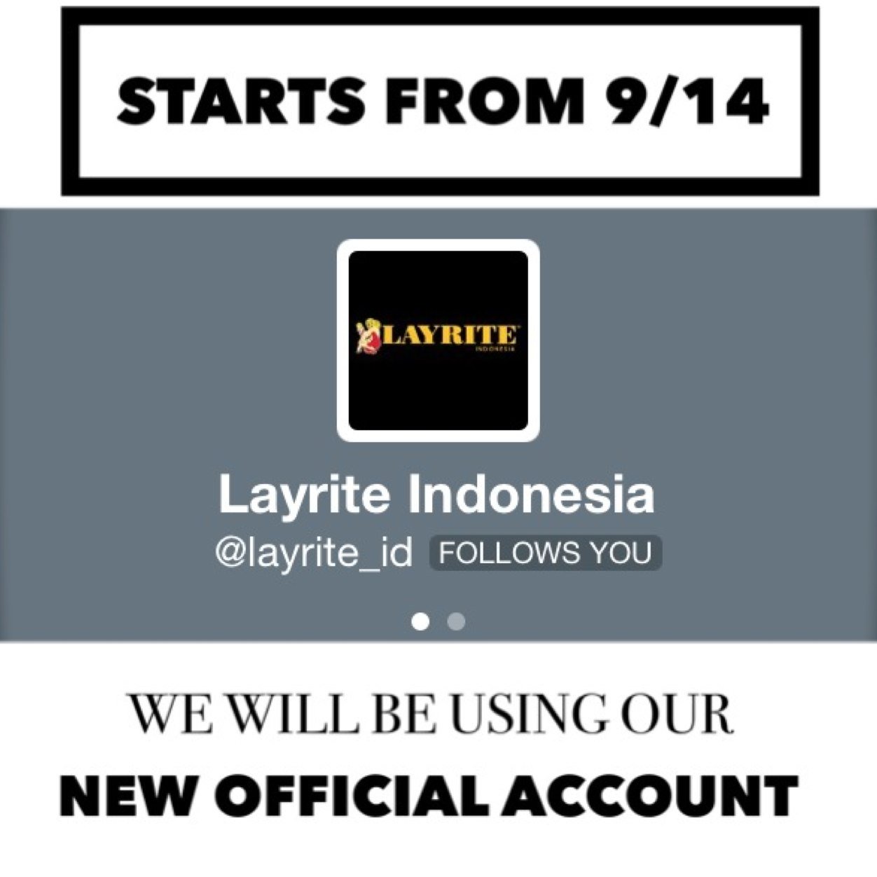 We permanently switch to our new account:
@layrite_id

Please kindly follow our new account for more Grooming

Cheers
Layrite Indonesia