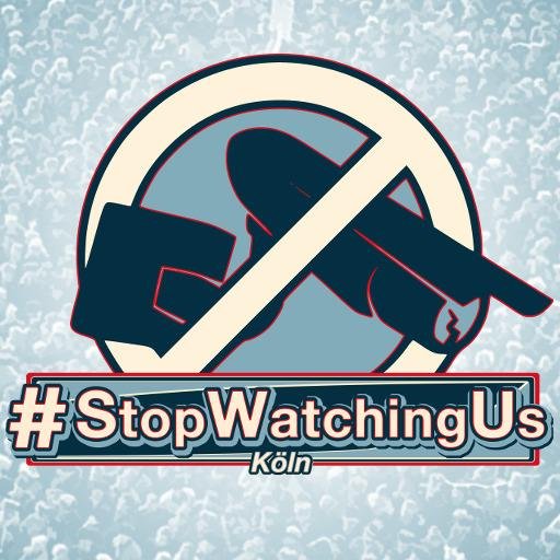 Hier twittern mehrere Menschen für #StopWatchingUs Köln.