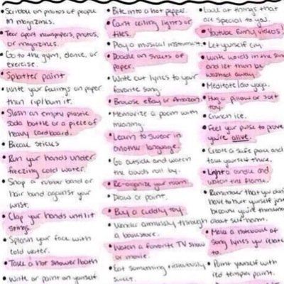 @moonlitmxkey
my icon is some alternatives for self harm, keep your head up. tweet me if you ever need anything, and i mean that completely :)