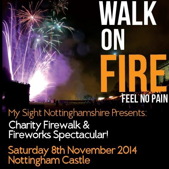 Firewalk & Fireworks @ Notts Castle supporting @mysightnotts! | Food & Live Music | Info for the 2015 event coming soon! http://t.co/YFtTZBrmKR