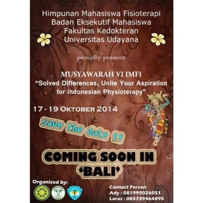 MunasVI_IMFI's profile picture. Organized by HM Fisioterapi | Fakultas Kedokteran | Universitas Udayana
