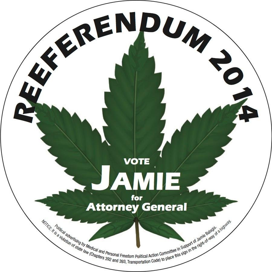 Vote Jamie for Attorney General.  End marijuana prohibition in Texas.  Political advertising by Medical and Personal Freedom PAC in Support of Jamie Balagia.