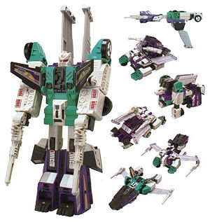 I am Sixshot, a sixchanger. I have six transformations. Wolf mode, tank mode, cannon mode, jet mode, robot mode, and a laser pistol G1 RP