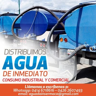 Agua en cisternas en Maracaibo 7 días a la semana desde las 6 am solo empresas aguadainsermaca@gmail.com