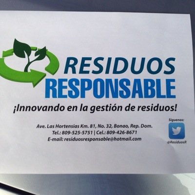 ResiduosR's profile picture. Construir un nuevo Modelo de Gestión de #Residuos, reutilización, reciclaje y valorización de los Desechos Sólidos. #3R ResiduosResponsable@hotmail.com