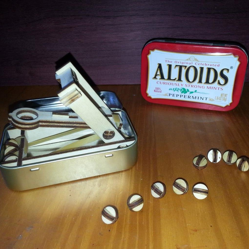 I made this great little catapult that folds into and out of an altoids can. need to spread the word about my kickstarter project called Battle Mints.