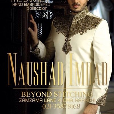NAUSHAD IMDAD - BEYOND STITCHING
LUXURY WEAR FOR HIM & HER.
FACTORH OUTLET ZAMZAMA LANE 4, DHA. KARACHI.

http://t.co/yud2Fgo3dX