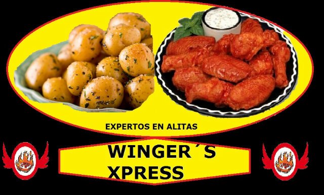 WINGERS_XPRESS's profile picture. WINGE'R XPRESS Alitas picantes acarameladas con salsa BBQ con fuente de papitas y salsa griega.