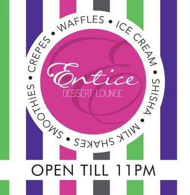 Entice Dessert Lounge Offers A Wide Rang Of Exquisite Desserts From Fresh Hot Crepes, Sundaes & Baked Waffles to 26 Luxury Hand Made Ice-creams & Milkshakes