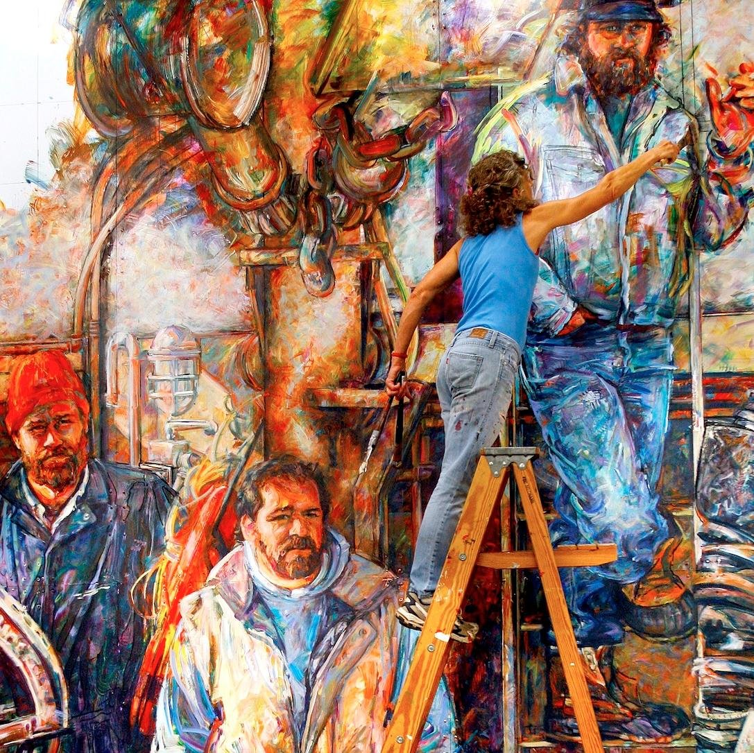 The three-dimensional mural is a tribute to American workers and highlights what has defined the country over the last century.