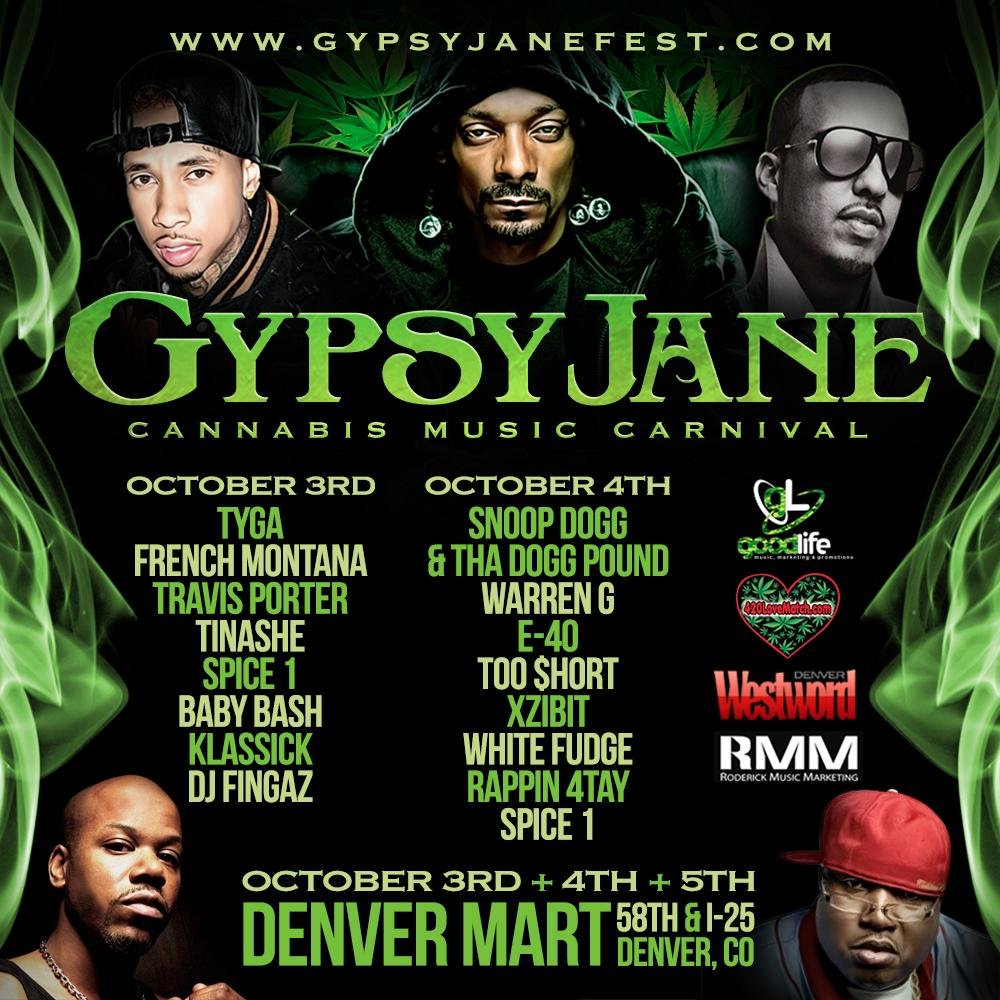 Gypsy Jane Cannabis Music Carnival is the Dopest Cannabis Music Festival to hit DENVER. 3 days of Cannabis Festival 2 Days of Live Music. http://t.co/Am01hMOFf6