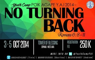 The official twitter of Youth Camp POIK Agape YAI 2014. For futher info, please contact Tivin (085343245802), Sherlina (089601353565), and Andrew (081318784827)