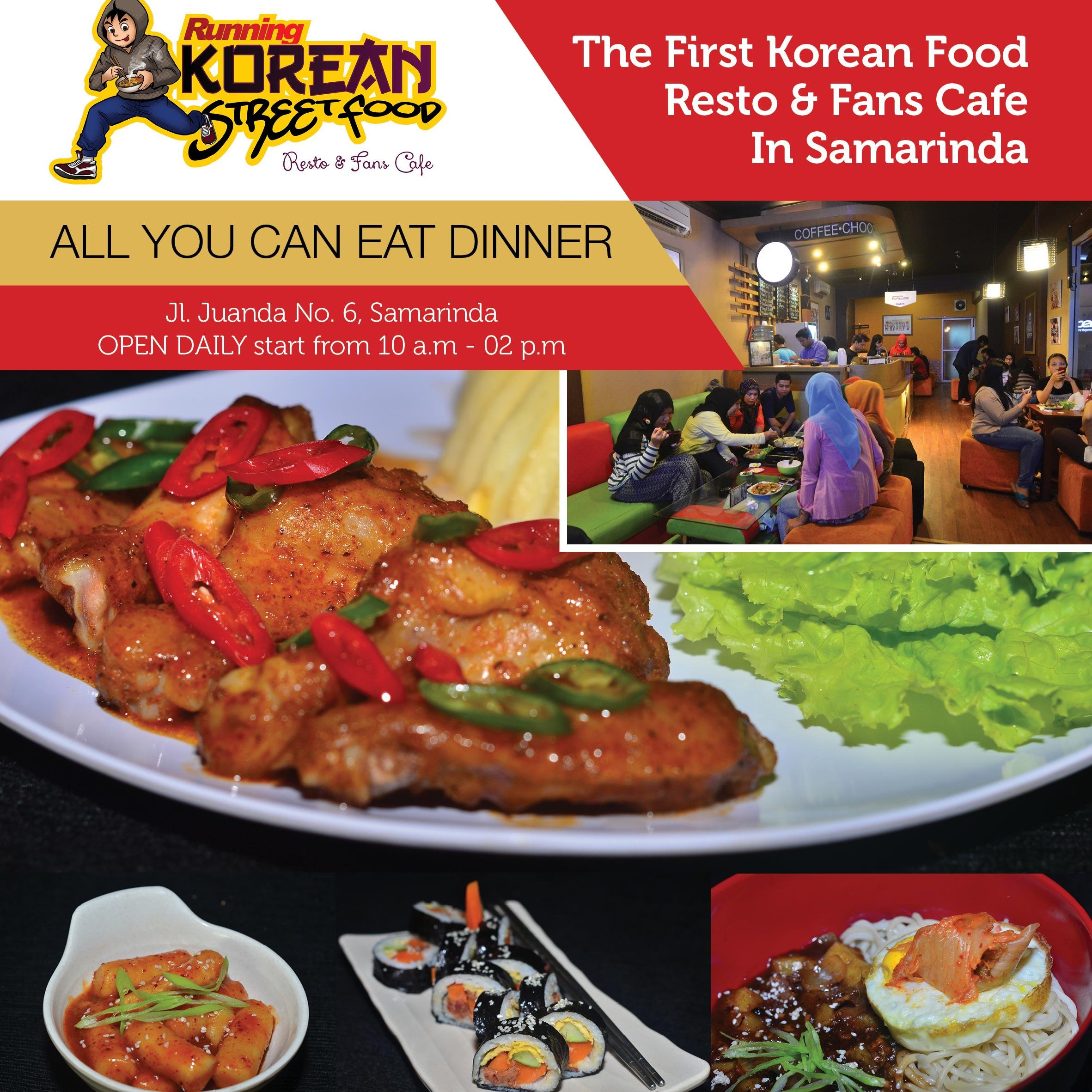 Running Korean Street Food, Kedai Makanan Korea Pertama di Samarinda. Buka Setiap Hari dari jam 10am - 11pm