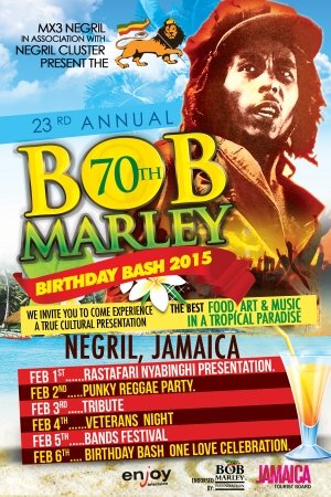 Official Bob Marley Birthday Bash Negril Jamaica Twitter page, first week in Feb at MX3, we celebrate and pay Tribute to the King of Reggae.