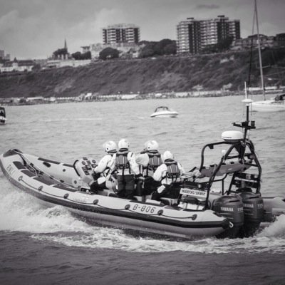 Mudeford RNLI Inshore Atlantic 85 Lifeboat. 16 crew all volunteers.