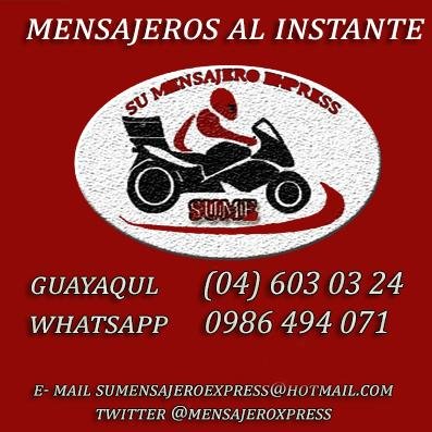 Ahorra tiempo y dinero...! con S U M E Express, realizamos todo en mensajería puerta a puerta. 593 (04) 603 03 24 -(593) 0986 494 071 whatsapp.