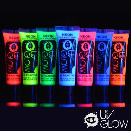 UV Neon Product Manufacturers.

Include UV Neon and Glow in the Dark Face & Body Paints.
UV Paint Party Products.
UV Bubble Fluids

http://t.co/SwlWTXzwHe