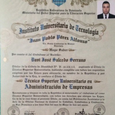 T.S.U en Administración de Empresa, Escolta Civil, Emprendedor, Exitoso, Luchador, Liberal, Apegado a lo Legal, Amoroso, Apasionado y Expontaneo.