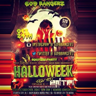 609Bangerz bringing you the best organized parties in the Atlantic City area!  Friday Oct 24 Halloween Glowfest! Lets get it poppin. tickets on sale now