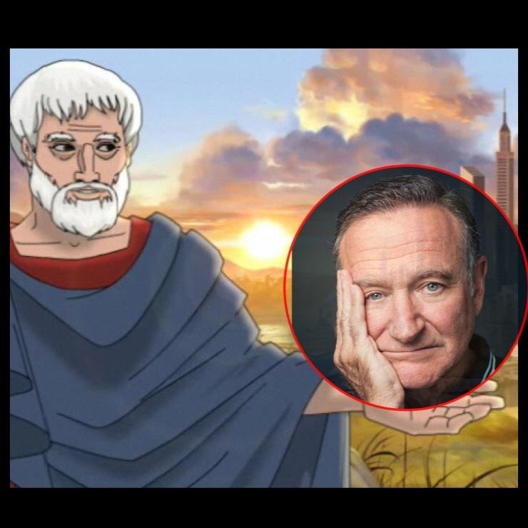Philosophical mash-up of Plato and Robin Williams. By Tatiana, Rolande, and Brittany