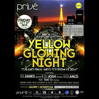 Annual Event Pariwisata Universitas Indonesia | Organized by Business Event '12 | YELLOW GLOWING NIGHT | black&yellow dresscode | Friday, Oct 3rd 2014