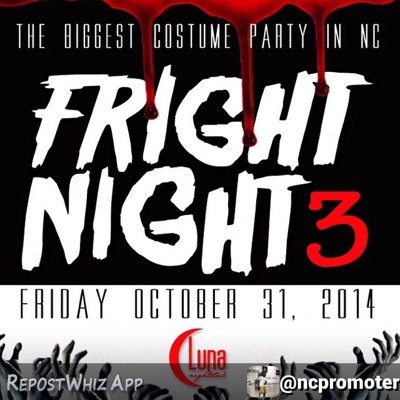 THE BEST COSTUME PARTY YOU WILL EVER GO TO 10/31/2014 NCFrightNight3 @ ClubLuna   #NCAT #NCCU #UNCG #WSSU #DUKE #UNC #NCSTATE and all surrounding colleges.