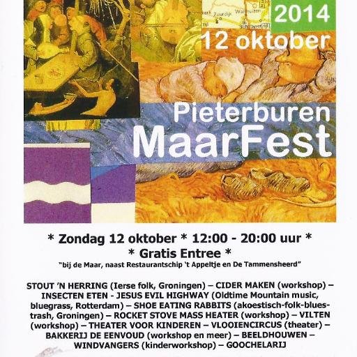 MaarFest is een gratis toegankelijk festival op 12 oktober in Pieterburen met live muziek, veel ambacht en puur eten. Van 12 tot 20 uur. Oosterweg 19
