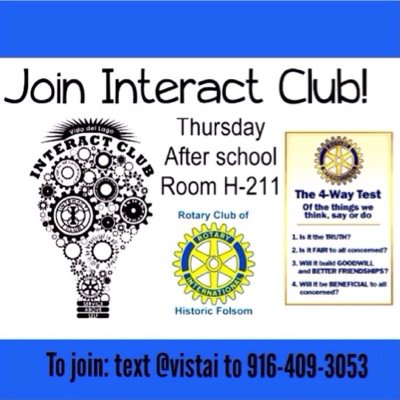 Vista Del Lago's International Action club! Tweet us or DM us if you ever have any questions! We are also on the Remind! app-@vistai! #Rotary #ServiceAboveSelf