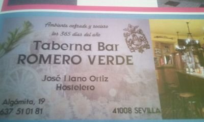 Taberna-Bar ''ROMERO VERDE''.Encuéntranos en la bda. de PIO XII, C/ Algamitas 19. El mejor ambiente cofrade y rociero los 365 días del año. ¡Te esperamos!