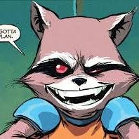 Mapache con mala baba, y con razón. Modificado genéticamente. Me van las pistolas tochas. Mi mejor amigo es un árbol enorme parlante.#GOTG #LigaDelBoniato